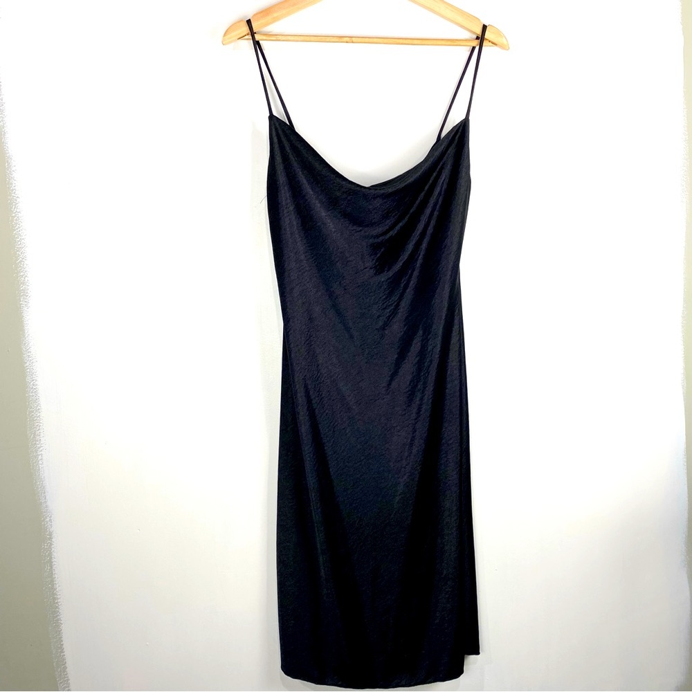 Pullover Slip Cowl Neck Silky Midi Dress (NWT)